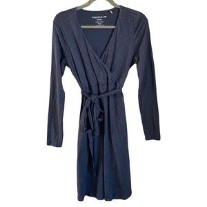 Toad&Co Navy Blue Long Sleeve Wrap Midi Dress